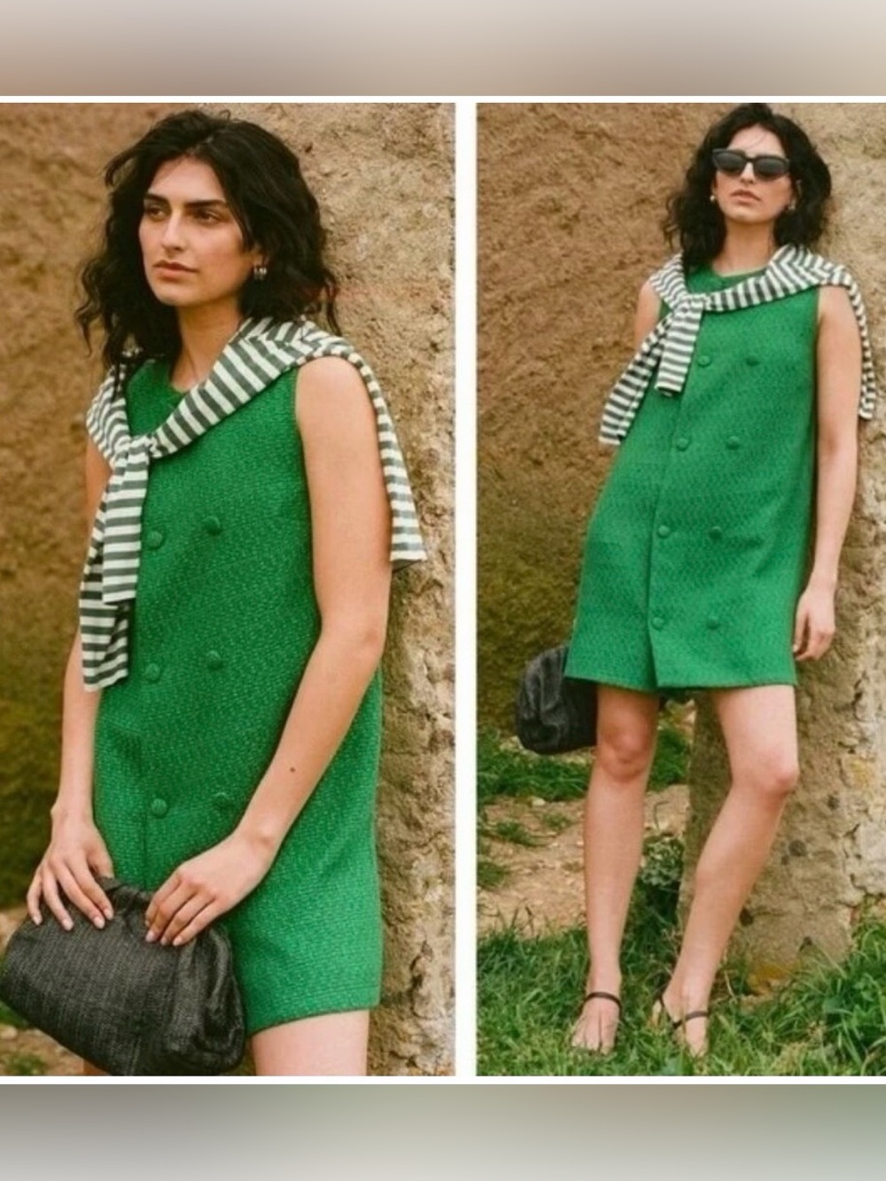 Pomander Place Bright Green Textured Shift Dress